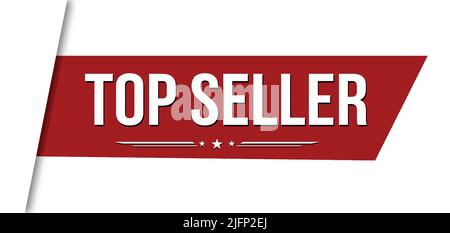 Bestseller rotes Band oder Banner-Design auf weißem Hintergrund, Vektor-Illustration Stock Vektor