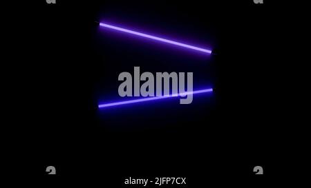 Bewegliche Neonlichter. Design. Minimalistische Animation mit Neonlicht. Farbige Neonlichter bewegen sich auf schwarzem Hintergrund Stockfoto