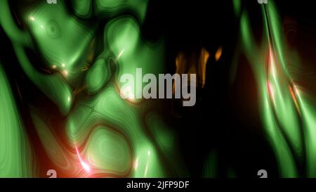 Futuristisch schillerndes, holographisches, bewegtes Gewebe bewegt sich. Design. Leichte Fackeln, die durch eine dünne Seidenstruktur leuchten. Stockfoto