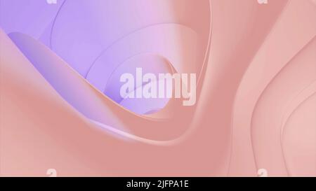 Abstraktes Loch im hellrosa oder beigen Tunnel. Design. Korridor mit gebogenen schönen Loch. Stockfoto