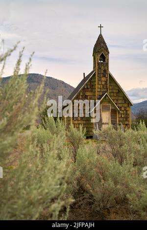 Nlaka'pamux Church Spences Bridge. Die Nlak’pamux Church ist eine alte anglikanische Kirche in Spences Bridge, British Columbia, Kanada. Stockfoto