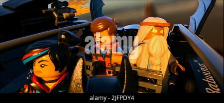 LUCY WYLDSTYLE, EMMET BRICKOWSKI, VITRUVIUS, THE LEGO MOVIE, 2014 Stockfoto