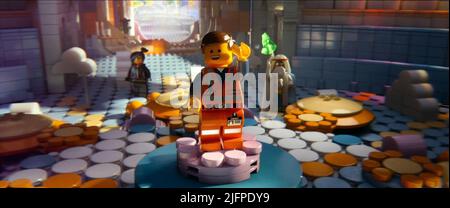 LUCY WYLDSTYLE, EMMET BRICKOWSKI, VITRUVIUS, THE LEGO MOVIE, 2014 Stockfoto