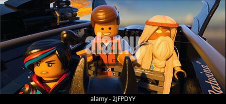 LUCY WYLDSTYLE, EMMET BRICKOWSKI, VITRUVIUS, THE LEGO MOVIE, 2014 Stockfoto