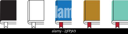 Eine Reihe von bunten Büchern mit Lesezeichen auf weißem Hintergrund Stock Vektor