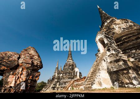 Autthaya Historical Park, Wat Phra Sri Sanphet, Chedi(stupa), Ayutthaya, Thailand, Südostasien, Asien Stockfoto
