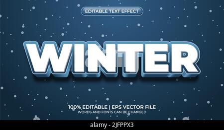 Editierbarer Textstileffekt – Textstilthema Winter. Winter - Bearbeitbarer Texteffekt, Schriftstil Stock Vektor
