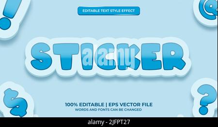 Aufklebertext, bearbeitbarer Text Effekt Premium Vektor Stock Vektor