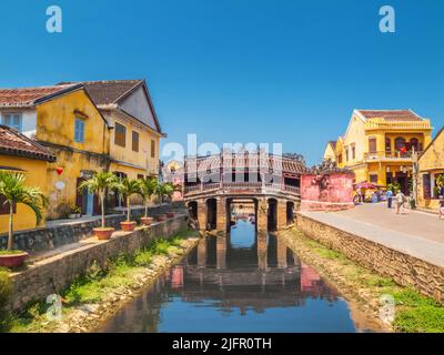 Die historische Hoi an Japanese Covered Bridge, Hoi an, Provinz Quang Nam, Vietnam, Asien Stockfoto
