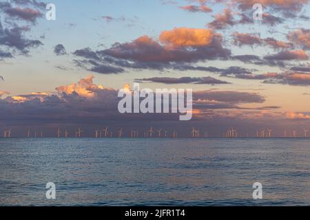 Abendansicht auf der Lincolnshire Nordseeküste, Chapel Point, Chapel St Leonards, Lincolnshire, England Stockfoto