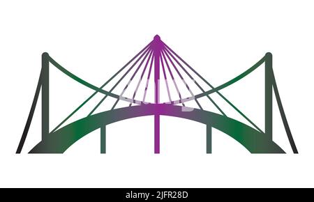 Bridge Illustration Logo Vektor Vorlage lila und grün Stock Vektor