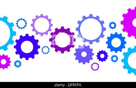 Abbildung Zahnradsatz. Zahnradsatz für Banner und Header. Vektorgrafik Stock Vektor