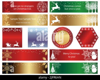 Set mit weihnachtlichen Vektorbannern und Karten isoliert auf Weißem Hintergrund. Stock Vektor