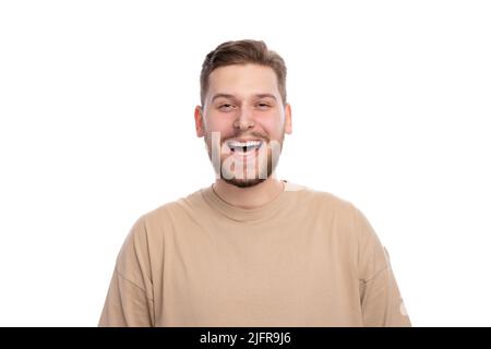 Porträt von fröhlichen jungen Mann Stockfoto
