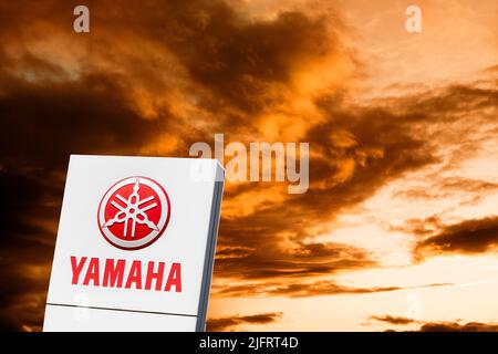 Werbe- und Firmenschild der Firma Yamaha in Schwabmünchen Stockfoto