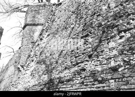 Ein Teil der alten Stadtmauer im Kronenburgerpark zwischen dem Kronenburger Turm von 1425, im Volksmund Kruittoren genannt, und dem Rondeel 'Roomsche Voet' von 1527, für die Restaurierung von 1971/1972, mit dem sogenannten Arkeltorentje auf der linken Seite, der früher als Wachturm genutzt wurde. Arkel ist ein anderes Wort für Erker und da die Erweiterung ursprünglich mit einem Turm ausgezeichnet werden muss, gibt es einen arkel-Turm Stockfoto