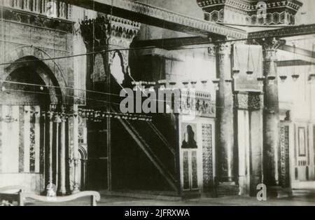 Die Minbar an der Al Aqsa Moschee auf dem Tempelberg in der Altstadt von Jerusalem. 1930s Stockfoto