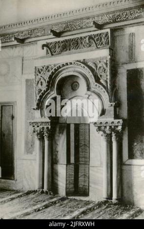 Das Mihrab an der Al Aqsa Moschee auf dem Tempelberg in der Altstadt von Jerusalem. 1930s Stockfoto