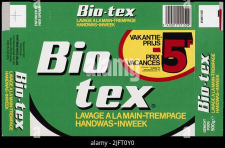 BIOTEX LAVAGE A LA MAIN-TREMPAGEMENTWAK-IN WEEKING HASE/PRIX VACANCES -5FLEGE/POIDS 500G47320 (1152) eingegeben von/Importé Par: Kortman-InTec Belgium 'mit Dosierung und Waschen. Stockfoto