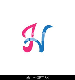 Buchstabe jv einfache Kurven bunte abstrakte Logo Vektor Stock Vektor