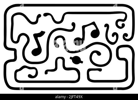 Musiknotentablett dekoratives schwarzes Designelement, Vektorgrafik, horizontal, isoliert Stock Vektor