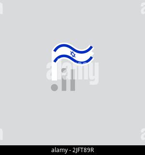 Symbol der israelischen Flagge. Original einfaches Design der israelischen Flagge auf weißem Hintergrund, Platz für Text. Design-Element, Vorlage nationales Plakat, il Domain Stock Vektor