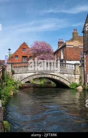 Winchester City Mill Working 18. century Corn Mill on the River Itchen, Winchester, Hampshire, England, Vereinigtes Königreich, Europa Stockfoto