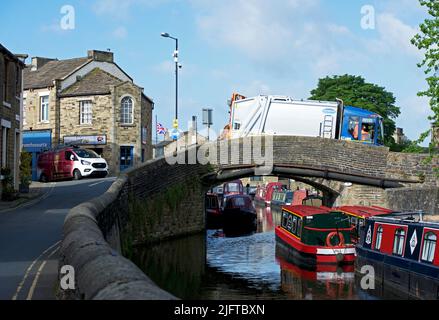 Der Leeds & Liverpool Canal in Skipton, North Yorkshire, England Stockfoto