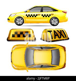 Taxi Auto Set realistische Vektor Stock Vektor