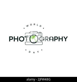 Buchstabe Emblem Welt Fotografie Tag Vektor Hintergrund. Vektorgrafik EPS.8 EPS.10 Stock Vektor