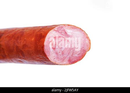 Wurststab isoliert auf Weiß schneiden. Stockfoto