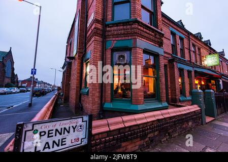 Historische Penny Lane Street. Liverpool, England, Großbritannien Stockfoto