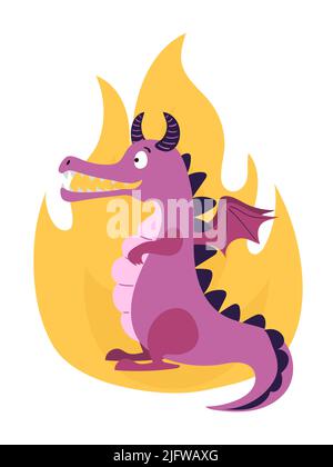 Niedliche Cartoon Drachen Tier. Vektorgrafik flach. Stock Vektor