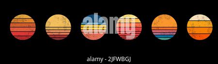 Retro Sunset Kollektion Icon Set Stock Vektor