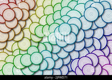 Abstrakter geometrischer Hintergrund mit runden. Farbenfroher, moderner Hintergrund. Stockfoto