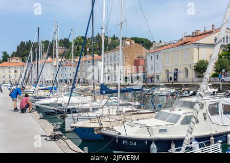 Blick auf den Hafen, Piran (Pirano), Slowenisches Istrien, Slowenien Stockfoto