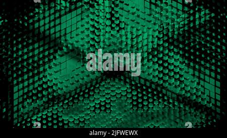 Helle grüne Rundel.Design.Hell grüne kleine Glühbirnen, die in der Abstraktion funkeln. Hochwertige 4K-Aufnahmen Stockfoto