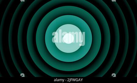 Gelber und grüner Hintergrund.Design. Eine helle Abstraktion, in der sich eine verdrehte Schleife in einem Kreis ausdehnt und verengt. Hochwertige 4K-Aufnahmen Stockfoto
