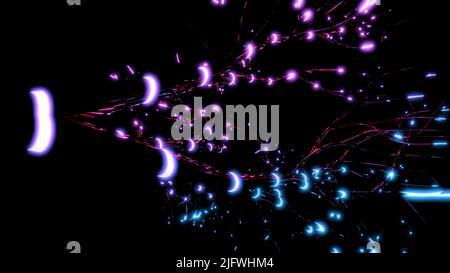 Neuronennetzwerk, Synapsen Animation. Design. Neuronen im menschlichen Gehirn, Neurotransmitter, neuronaler Impuls Stockfoto