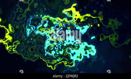 Heller Schmutz, der Muster macht.Bewegung.Bunte funkelnde Muster in 3D, die leuchten und bewegen. Hochwertige 4K-Aufnahmen Stockfoto