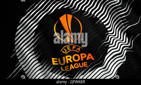 Das Symbol der UEFA Europa League.Motion.Abstraction die UEFA Europa League ist ein jährliches internationales Fußballturnier unter den Vereinen, gegründet in Stockfoto