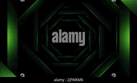 Grüner und blauer Hintergrund.Design. Ein massiver Tunnel in der Abstraktion, der sich langsam vorwärts bewegt. Hochwertige 4K-Aufnahmen Stockfoto