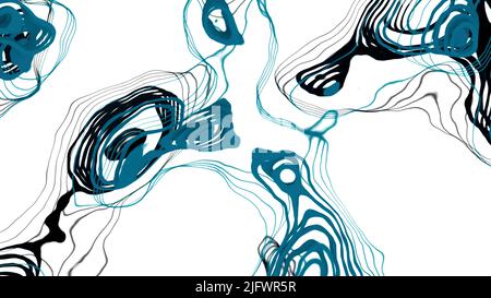 Weißer und schwarzer Hintergrund. Design. Helle Blots im 3D-Format, die verschwimmen und verschiedene Muster erzeugen. Hochwertige 4K-Aufnahmen Stockfoto