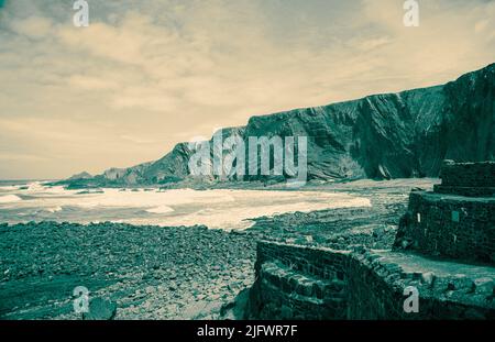 Hartland Kai, Blick von der Treppe in North Cornwall. Stockfoto