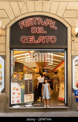 Festival del Gelato, eine typische Eisdiele in Florenz Stockfoto