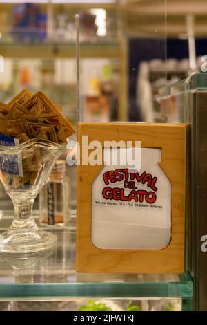 Festival del Gelato, eine typische Eisdiele in Florenz Stockfoto