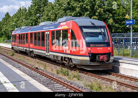 NAH.SH Alstom Coradia LINT 41 Zug am Bahnhof Eckernförde Stockfoto