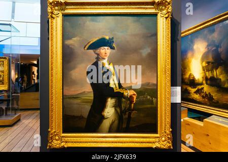 Captain Horatio Nelson, gemalt von John Francis Rigaud im Jahr 1781, mit Fort San Juan im Hintergrund. Vizeadmiral Horatio Nelson, 1. Viscount Nelson Stockfoto