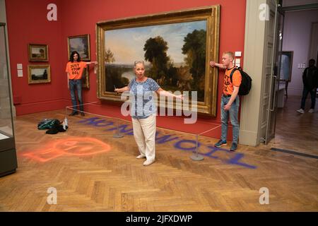 Stop Oil Manchester Art Gallery Stockfoto