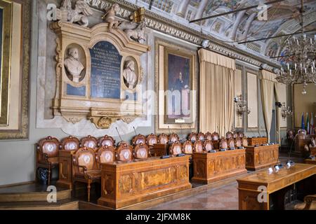 Ratskammer Palazzo Communale Bologna Italien Stockfoto